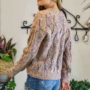 Adora Lavender Confetti V Neck Sweater 